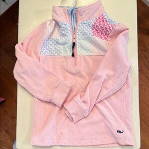Vineyard Vines for Target Pink Quarter-Zip Pullover with Pastel Heart Yoke